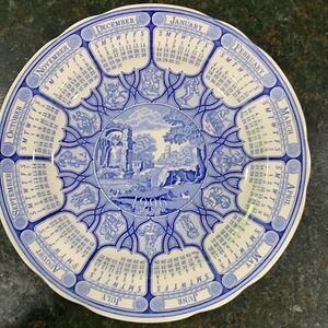 Spode blue and white calendar plate 1996